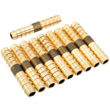LTWFITTING Brass Barb Splicer Mender 1/4 inch Hose ID Fitting Air Water Fuel Hose Joiner(Pack of 10)